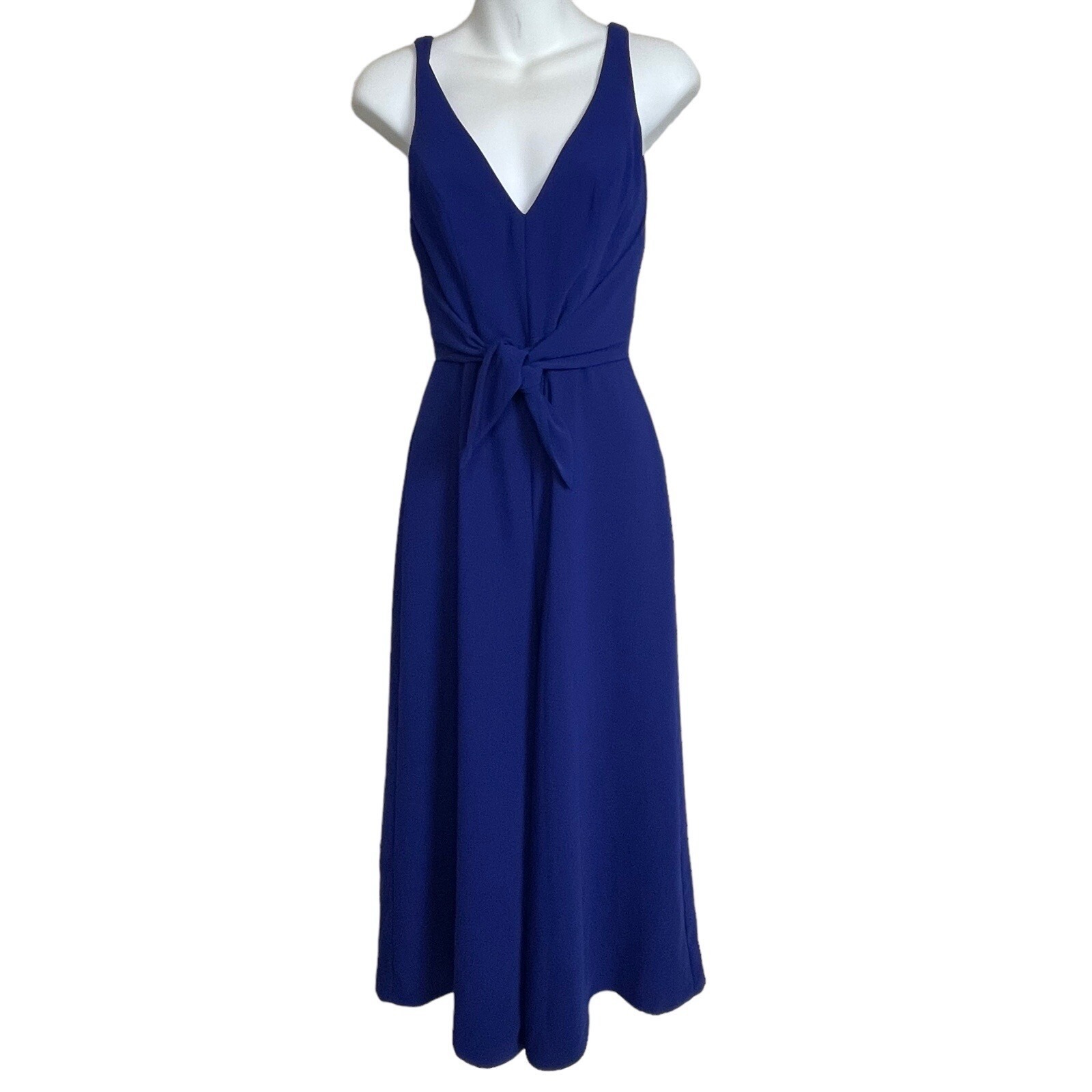 Amanda Uprichard New York Sleeveless Blue Charter Jumpsuit Size S Overlay Knot